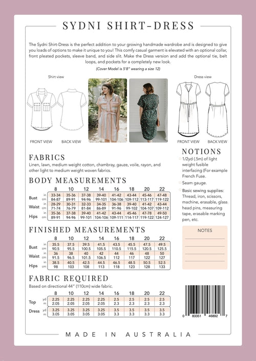 Sydni Shirtdress - Paper Pattern
