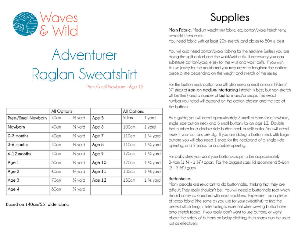 
                      
                        Adventurer Raglan Sweatshirt - Waves & Wild PDF Pattern
                      
                    