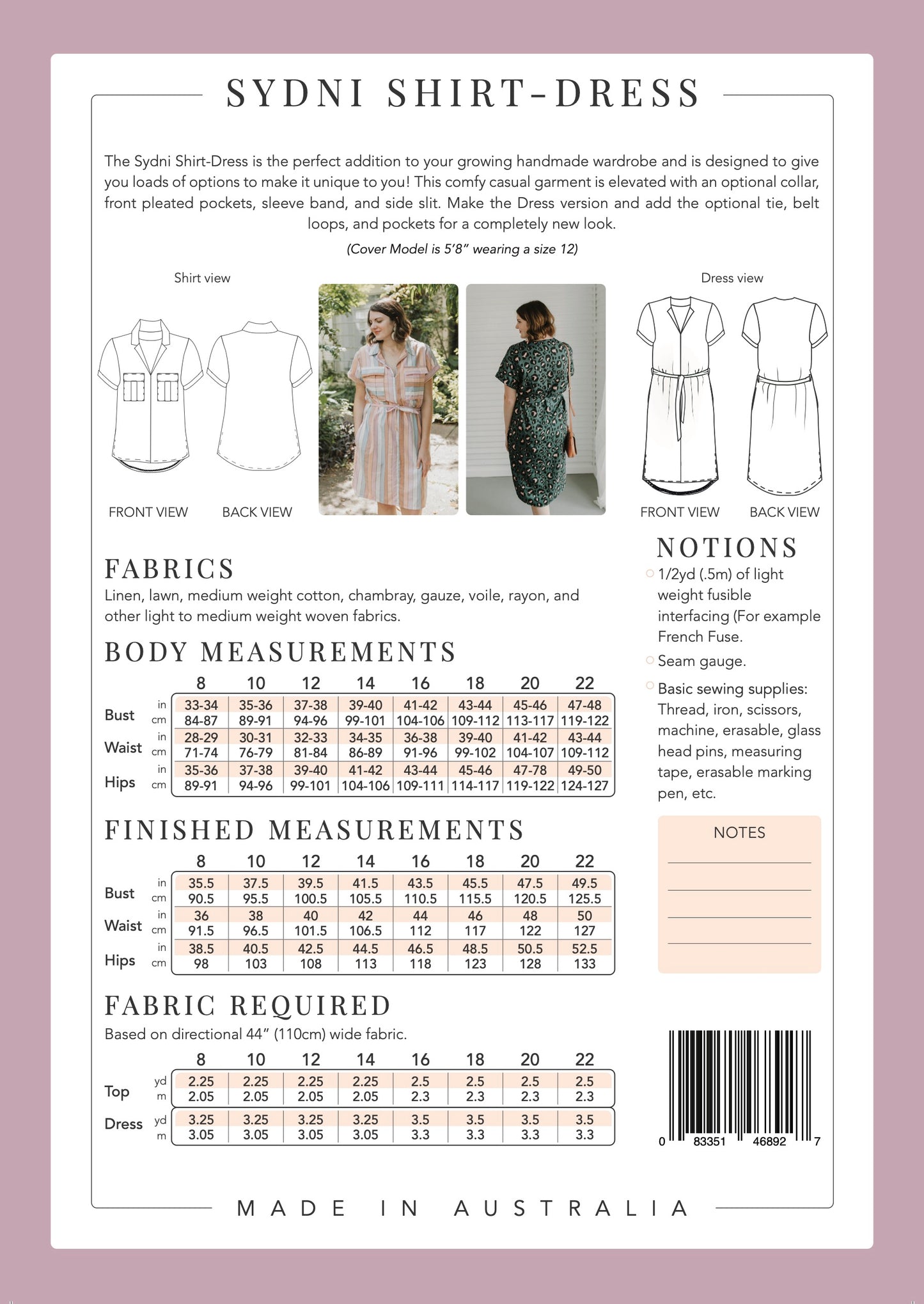 Sydni Shirt Dress - Sew To Grow PDF Pattern