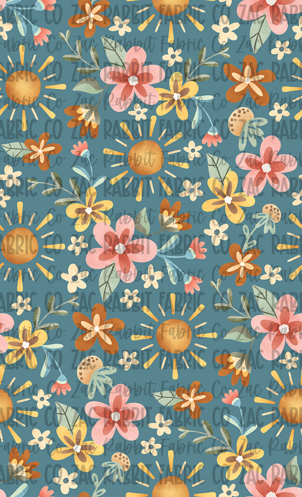 Sunshine Floral - Teal - PREORDER