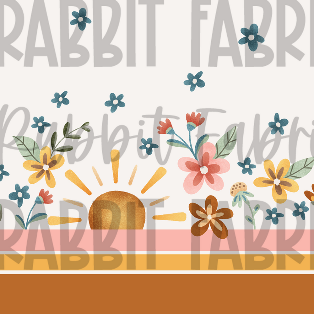 Sunshine Floral Border Print - White - PREORDER