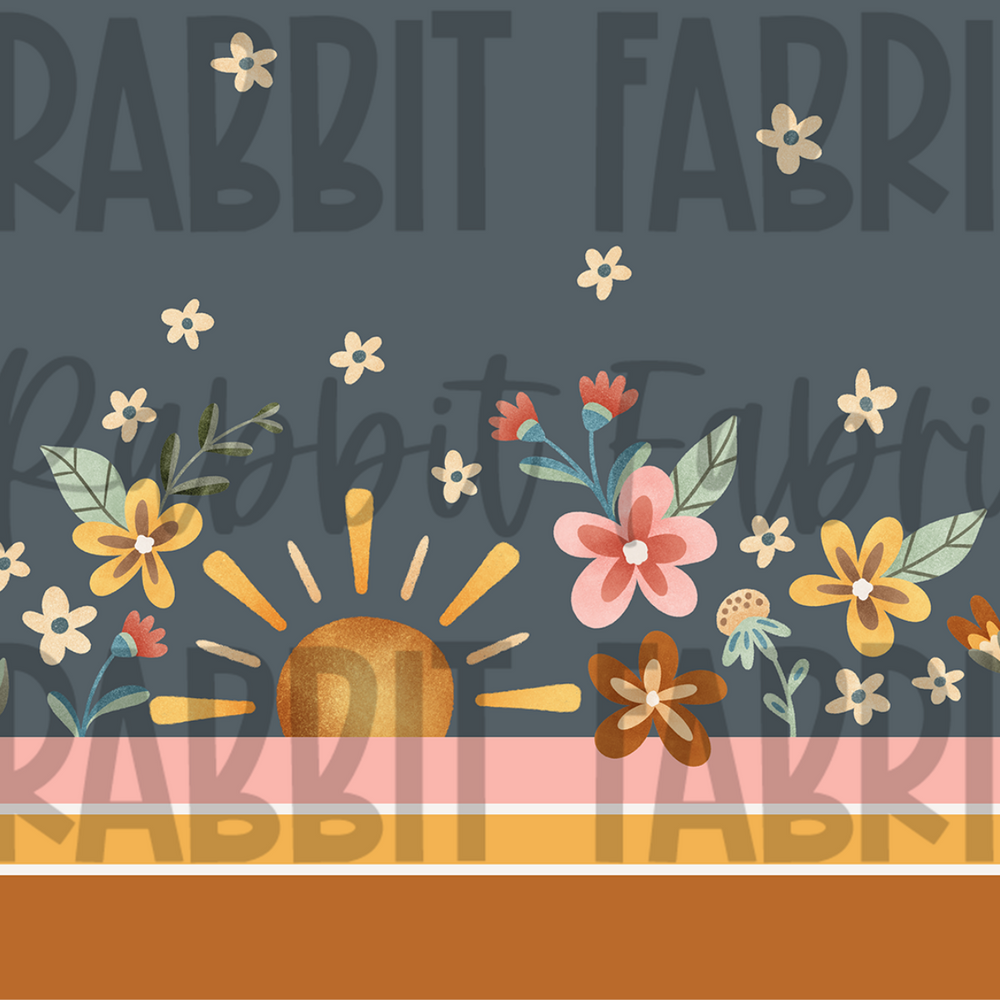Sunshine Floral Border Print - Navy - PREORDER